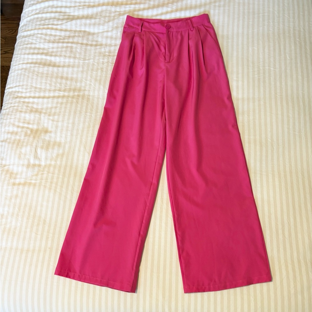 Hot Pink Wide-Leg Trousers